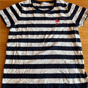 J.Crew Women’s “La Plage” Palm Tree Collectors T-shirt L Striped Navy Resort